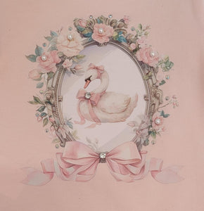 Peach swan top & skirt set