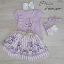 Load image into Gallery viewer, Lilac Paris top, skirt &amp; headband set
