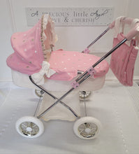 Load image into Gallery viewer, Spanish pink/cream my first pram (check description for measurements)