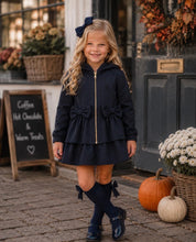 Load image into Gallery viewer, Navy blue double bow raincoat