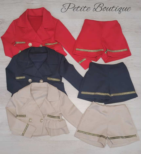 Navy 2pc jacket & short set