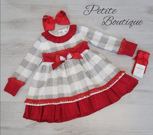 Spanish red/grey/white older girls dress