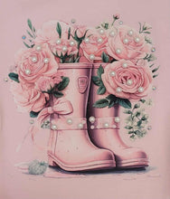 Load image into Gallery viewer, Pink wellies top &amp; bow short set