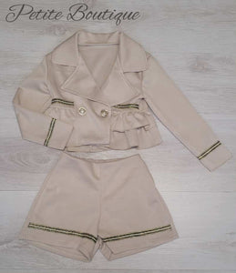 Beige 2pc jacket & short set
