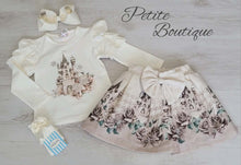 Load image into Gallery viewer, Beige castle top &amp; skirt set