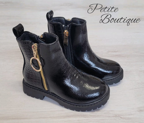 Girls black ankle boots