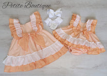 Load image into Gallery viewer, Spanish orange/white dress &amp; pants set