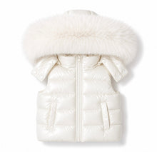 Load image into Gallery viewer, PRE ORDER padded gilet with detachable faux fur hood ❄️ - Cream