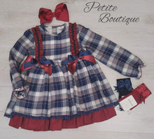 Load image into Gallery viewer, Spanish navy/burgundy older girls dress