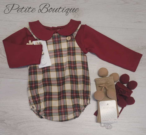Calamaro spanish burgundy check top & romper