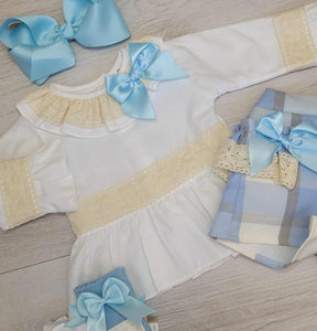 Spanish shirt & blue check short set