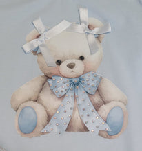 Load image into Gallery viewer, Light blue double bow bear top &amp; skirt set