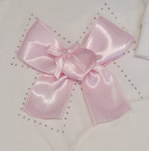 Load image into Gallery viewer, Ivory/pink heart ribbon all in one &amp; hat set