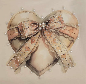 Cream heart top & short set