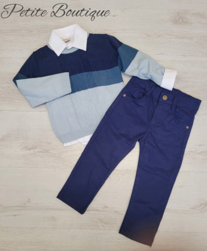 Shirt, jumper & trouser older boys set