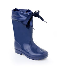 Load image into Gallery viewer, Navy ribbon wellies