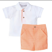 Load image into Gallery viewer, Spanish Calamaro polo shirt &amp; orange short set
