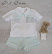 Load image into Gallery viewer, Spanish mint green smock top &amp; short set