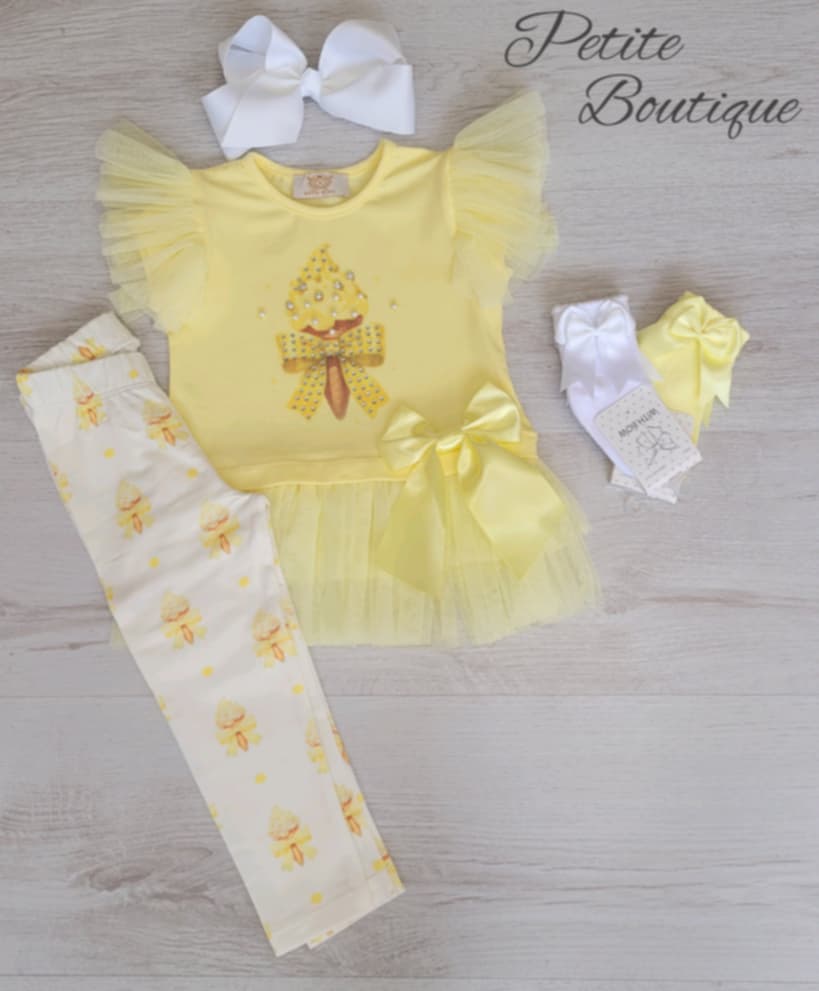 Lemon ice cream top & legging set