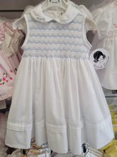 Load image into Gallery viewer, Sarah Louise sleeveless white/blue smock dress