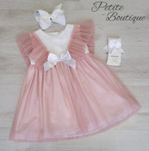 Load image into Gallery viewer, Spanish dusky pink/white older girls dress
