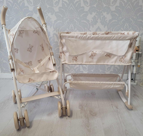 Roma teddy pushchair and next to me crib bundle
