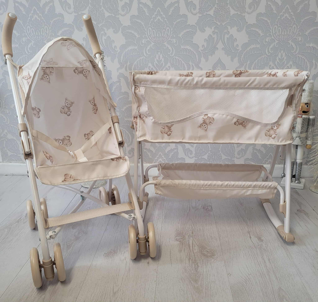 Roma teddy pushchair and next to me crib bundle