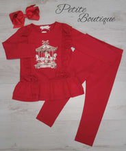 Load image into Gallery viewer, Red carousel top &amp; legging set