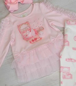 Caramelo pink jewellery box top & legging set