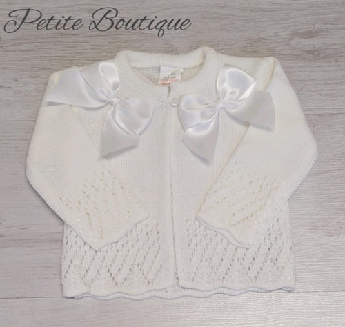 Spanish white double bow cardigan