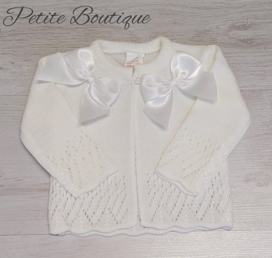 Spanish white double bow cardigan