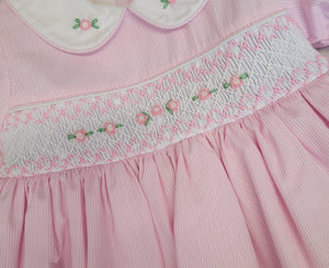 Pink/white smock dress