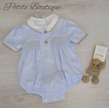 Load image into Gallery viewer, Spanish blue/beige smock romper