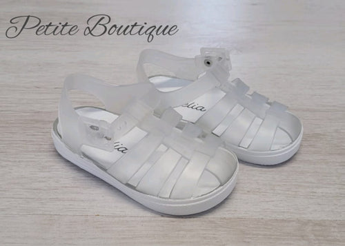 White jelly sandals