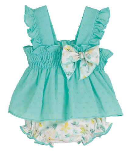 Spanish Calamaro turquoise floral top & jam pant set