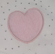 Load image into Gallery viewer, Ivory/pink faux fur heart diamanté all in one &amp; hat set