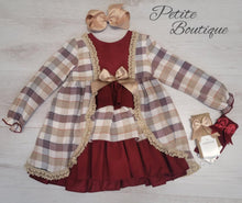 Load image into Gallery viewer, Spanish burgundy/tan older girls dress