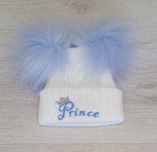 Load image into Gallery viewer, Prince/princess double faux fur pompom hat