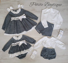 Load image into Gallery viewer, Spanish baby grey/white dress &amp; matching pants set