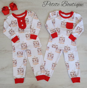 PRE ORDER GIRLS CAROUSEL CHRISTMAS PYJAMAS - ARRIVE APPROX 3-4WKS 🎄