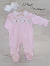 Load image into Gallery viewer, Pink robin smock babygrow