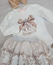 Load image into Gallery viewer, Beige carousel top &amp; skirt set
