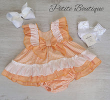 Load image into Gallery viewer, Spanish orange/white dress &amp; pants set