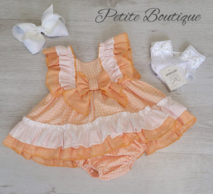 Spanish orange/white dress & pants set