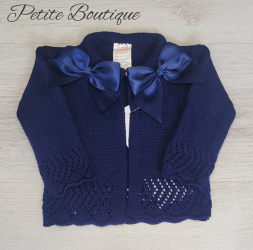 Spanish navy double bow cardigan