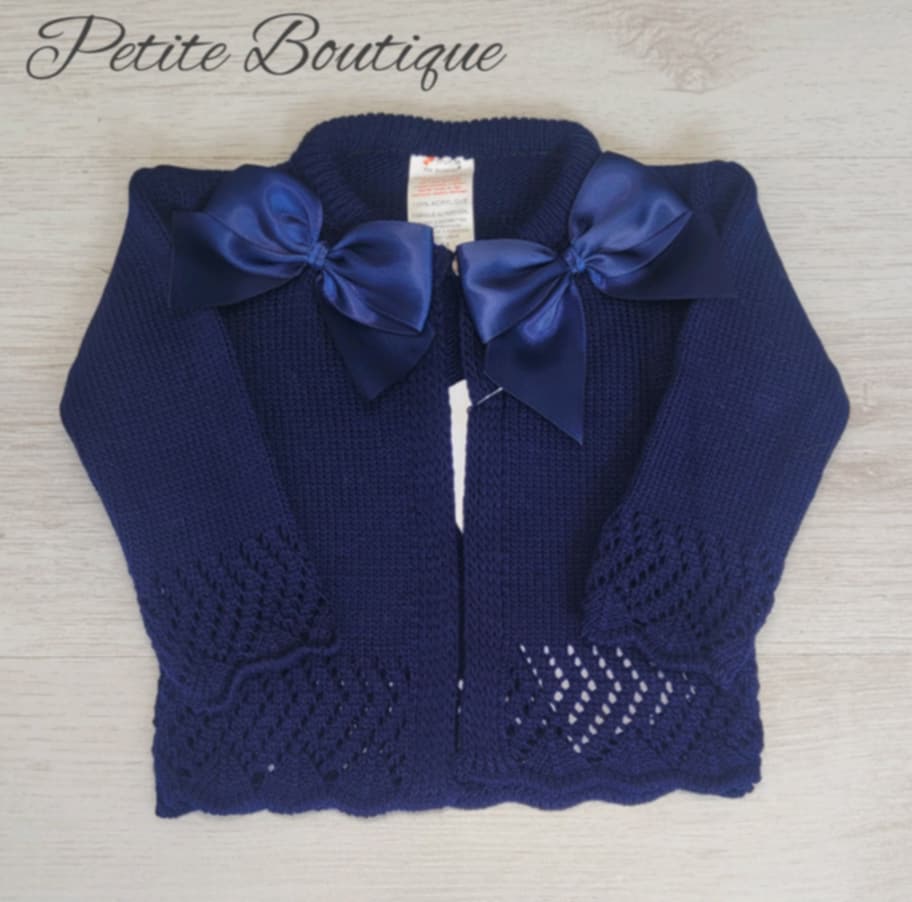 Spanish navy double bow cardigan
