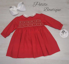 Load image into Gallery viewer, Sarah Louise red/white smock dress