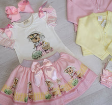 Load image into Gallery viewer, Pink bunny top &amp; skirt set