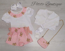 Load image into Gallery viewer, Pink teddy bear top &amp; short set