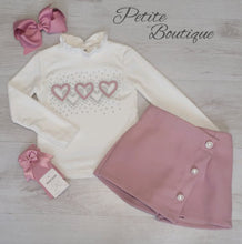 Load image into Gallery viewer, Blush pink heart top &amp; skort set